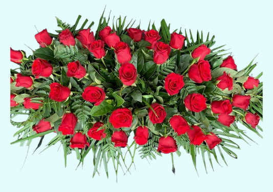 Red Roses Funeral Casket